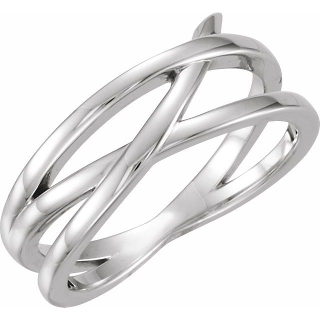 14K White Criss-Cross Ring 1