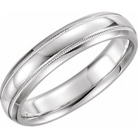 10K White Gold 5 mm Half Round Comfort-Fit Band With Milgrain 