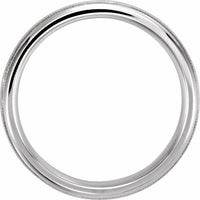 10K White Gold 4 mm Half Round Comfort-Fit Band With Milgrain 