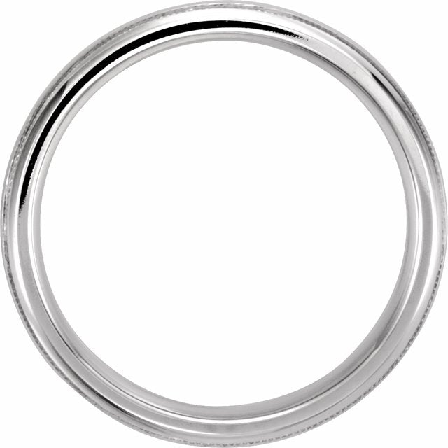 14K X1 White Gold 4 mm Half Round Comfort-Fit Band With Milgrain 