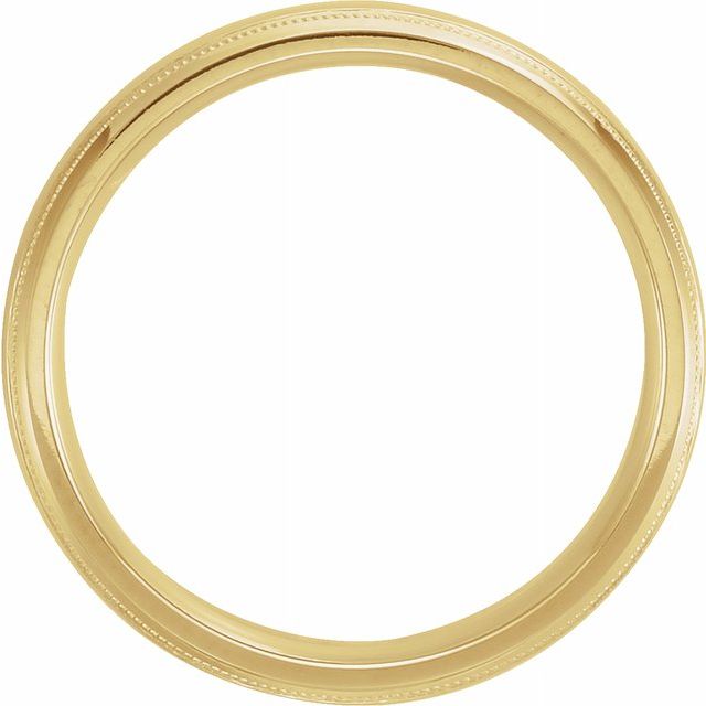 18K Yellow Gold 4 mm Half Round Comfort-Fit Band With Milgrain 