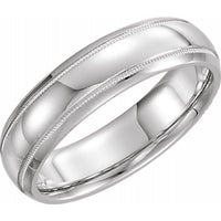 18K White Gold 6 mm Half Round Comfort-Fit Band With Milgrain 