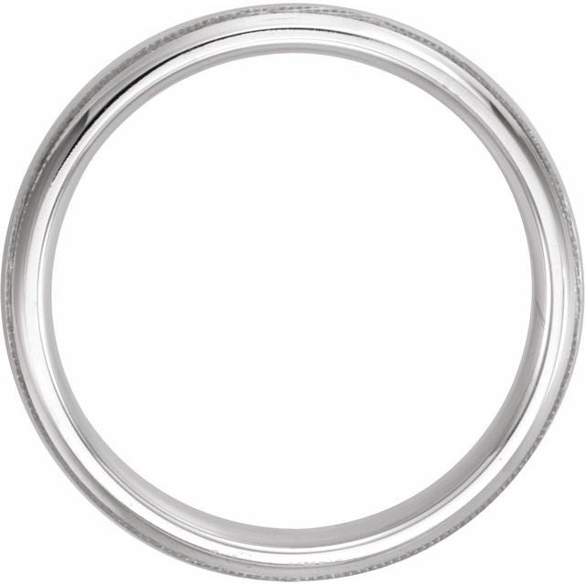10K White Gold 6 mm Half Round Comfort-Fit Band With Milgrain 