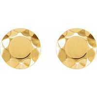 14K Yellow Faceted Design Circle Earrings 2