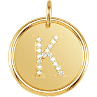 14K Yellow Gold .08 CTW Natural Diamond Initial K Pendant