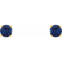 14K Yellow 4 mm Round Lab-Created Blue Sapphire Earrings