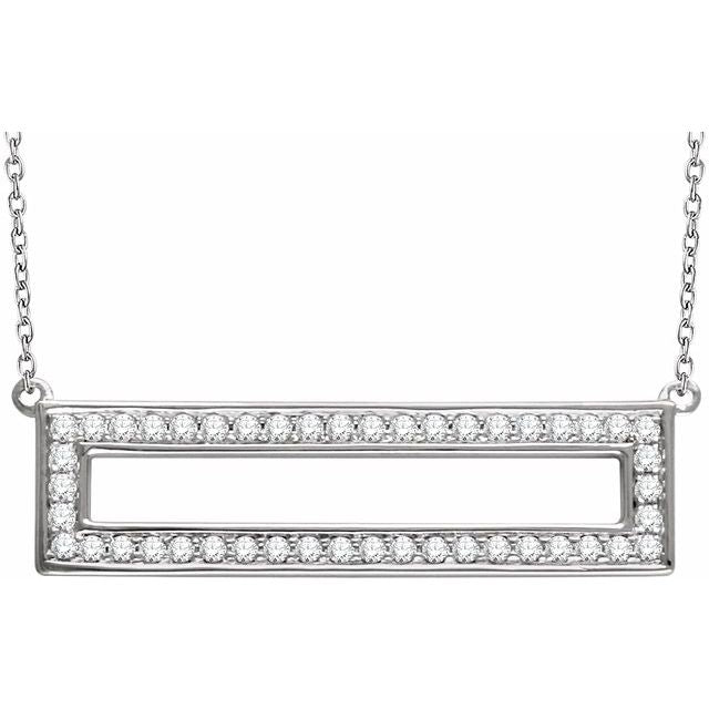14K White 3/8 CTW Diamond Rectangle 16-18" Necklace 1