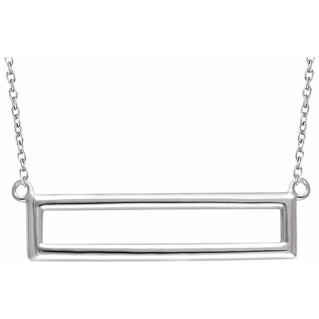 14K White Rectangle 16-18" Necklace 1