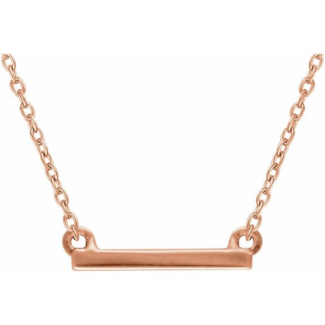14K Rose 18x1.5 mm Petite Bar 16-18" Necklace 1