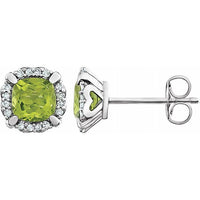 14K White Peridot & 1/10 CTW Diamond Earrings 1
