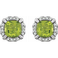 14K White Peridot & 1/10 CTW Diamond Earrings 2