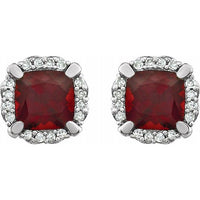 14K White Mozambique Garnet & 1/10 CTW Diamond Earrings 2