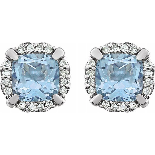 14K White Sky Blue Topaz & 1/10 CTW Diamond Earrings 2