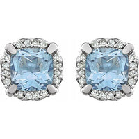 14K White Sky Blue Topaz & 1/10 CTW Diamond Earrings 2