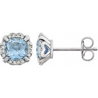 14K White Sky Blue Topaz & 1/10 CTW Diamond Earrings 1