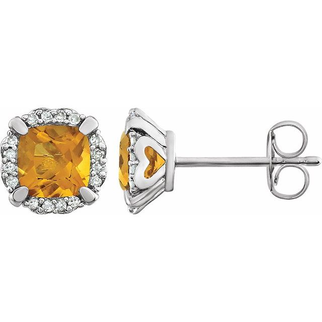14K White Citrine & 1/10 CTW Diamond Earrings 1