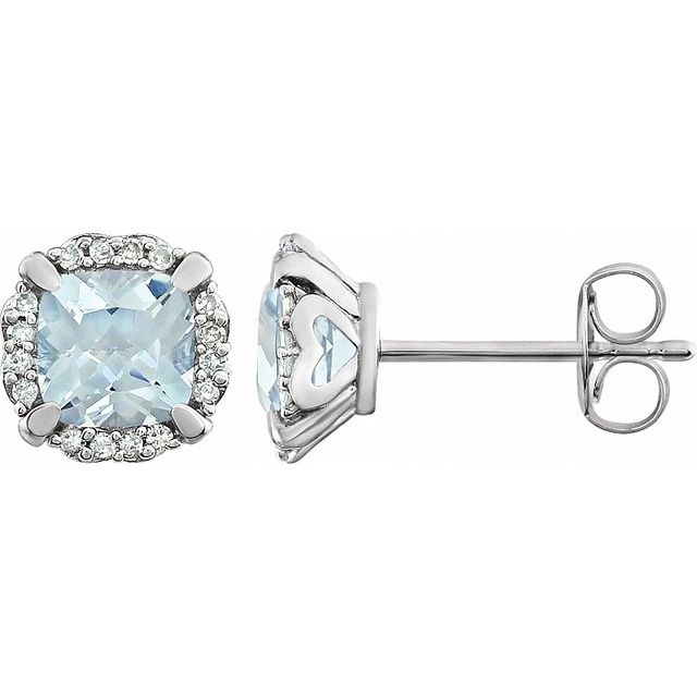 14K White Aquamarine & 1/10 CTW Diamond Earrings 1