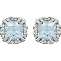 14K White Aquamarine & 1/10 CTW Diamond Earrings 2