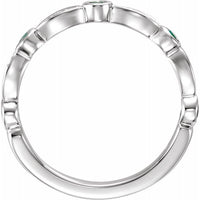 14K White Natural Emerald & 1/6 CTW Natural Diamond Ring