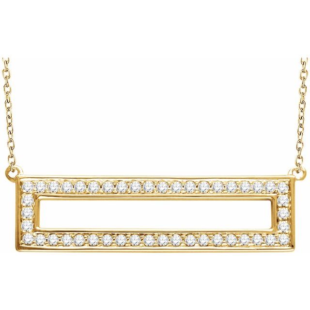 14K Yellow 3/8 CTW Diamond Rectangle 16-18" Necklace 1
