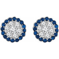 14K White Blue Sapphire & 5/8 CTW Diamond Earrings 2