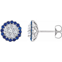 14K White Blue Sapphire & 5/8 CTW Diamond Earrings 1