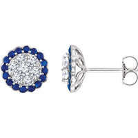 14K White Blue Sapphire & 5/8 CTW Diamond Earrings 1
