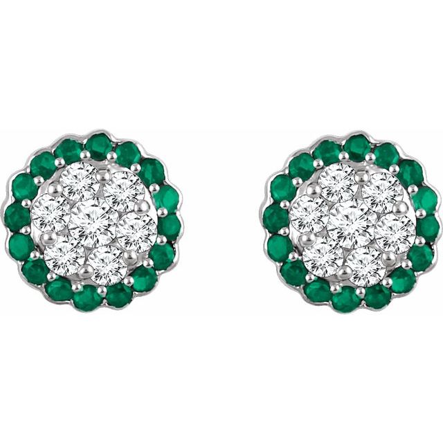 14K White Emerald & 5/8 CTW Diamond Earrings 2