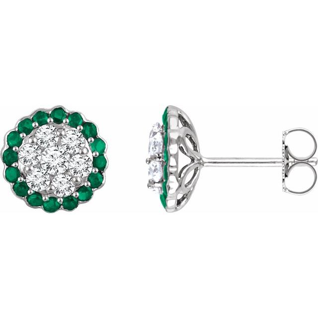14K White Emerald & 5/8 CTW Diamond Earrings 1