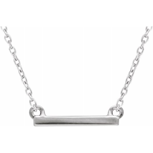 Sterling Silver 18x1.5 mm Petite Bar 16-18" Necklace 1