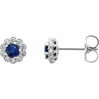 14K White Blue Sapphire & 1/6 CTW Diamond Earrings 1