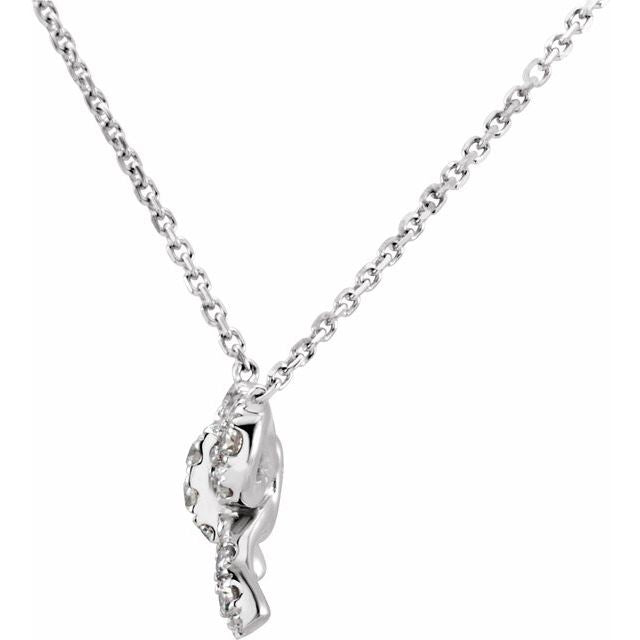 14K White 1/6 CTW Diamond Bow 18" Necklace 2