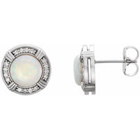 14K White Opal & 1/8 CTW Diamond Earrings 1