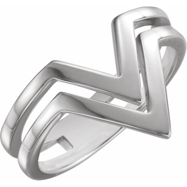 Sterling Silver Double Row "V" Ring 1