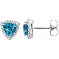 14K White Swiss Blue Topaz & .08 CTW Diamond Earrings 1