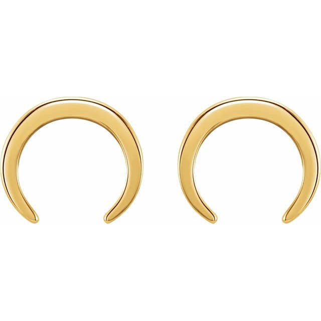 14K Yellow Crescent Earrings 2