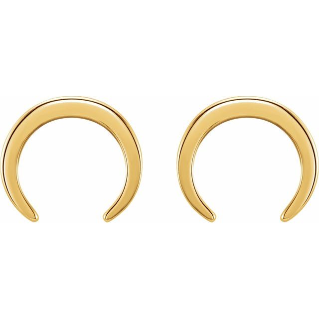 14K Yellow Crescent Earrings 2