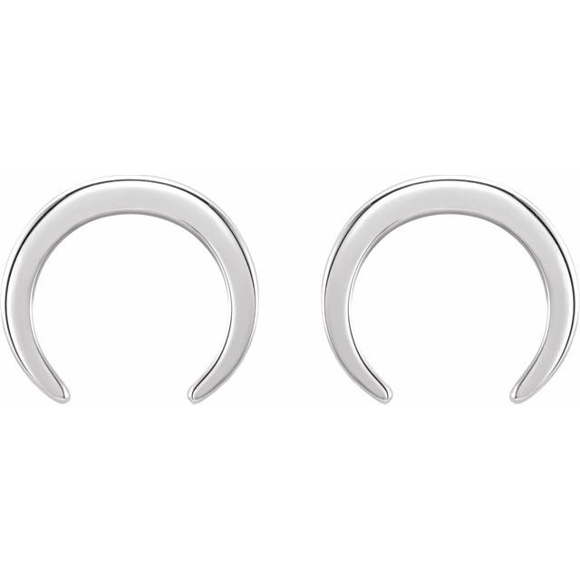 14K White Crescent Earrings 2