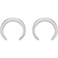 14K White Crescent Earrings 2