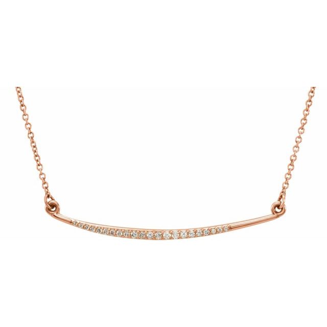 14K Rose 1/8 CTW Diamond Curved Bar 16" Necklace 1