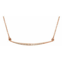 14K Rose 1/8 CTW Diamond Curved Bar 16" Necklace 1