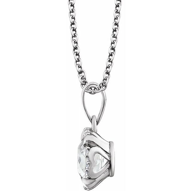 14K White Created White Sapphire & .05 CTW Diamond 18" Necklace 2