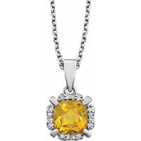 14K White Citrine & .05 CTW Diamond 18" Necklace 1