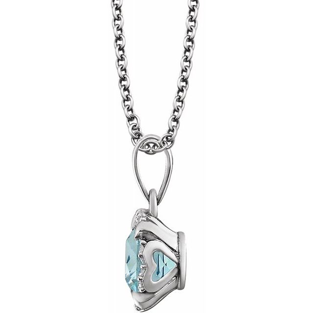 14K White Sky Blue Topaz & .05 CTW Diamond 18" Necklace 2