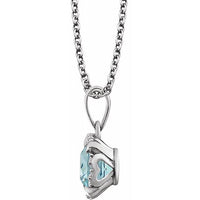 14K White Sky Blue Topaz & .05 CTW Diamond 18" Necklace 2