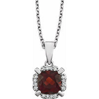 14K White Mozambique Garnet & .05 CTW Diamond 18" Necklace 1