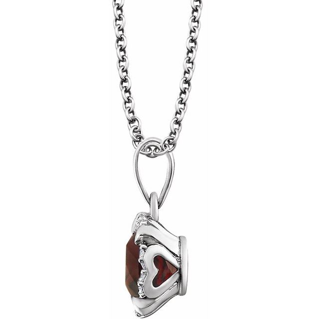 14K White Mozambique Garnet & .05 CTW Diamond 18" Necklace 2