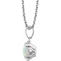 14K White Opal & .05 CTW Diamond 18" Necklace 2