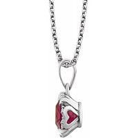 14K White Created Ruby & .05 CTW Diamond 18" Necklace 2