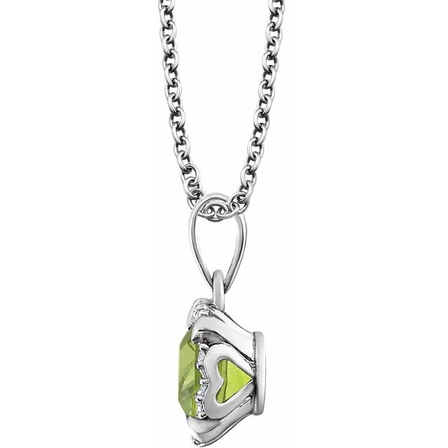 14K White Peridot & .05 CTW Diamond 18" Necklace 2